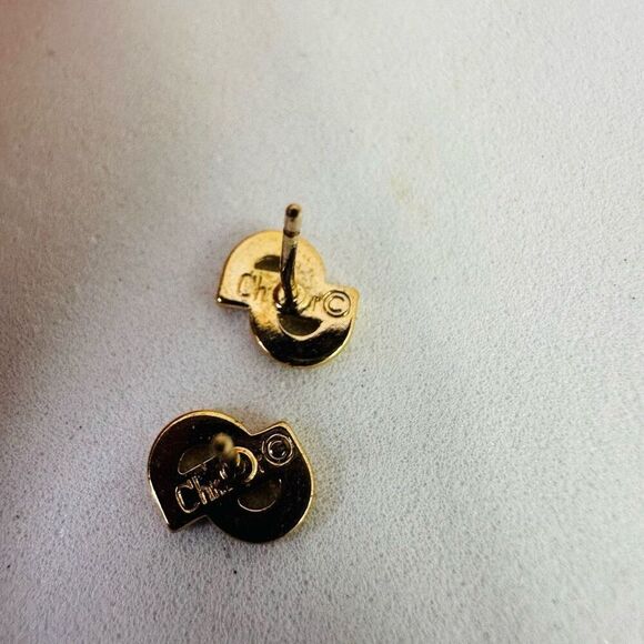 Christian Dior CD Logo Gold Tone Pierced Vintage Earrings - Picture 3 of 6
